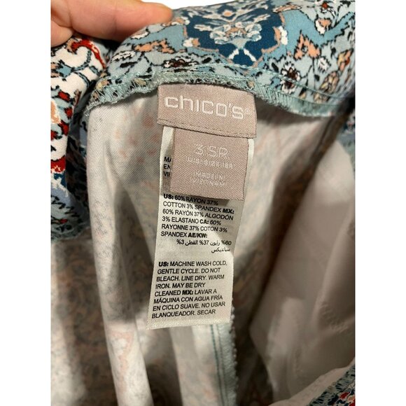 Chico's Lt. blue Pink Black Pattern Cropped Pants‎ - Picture 4 of 4